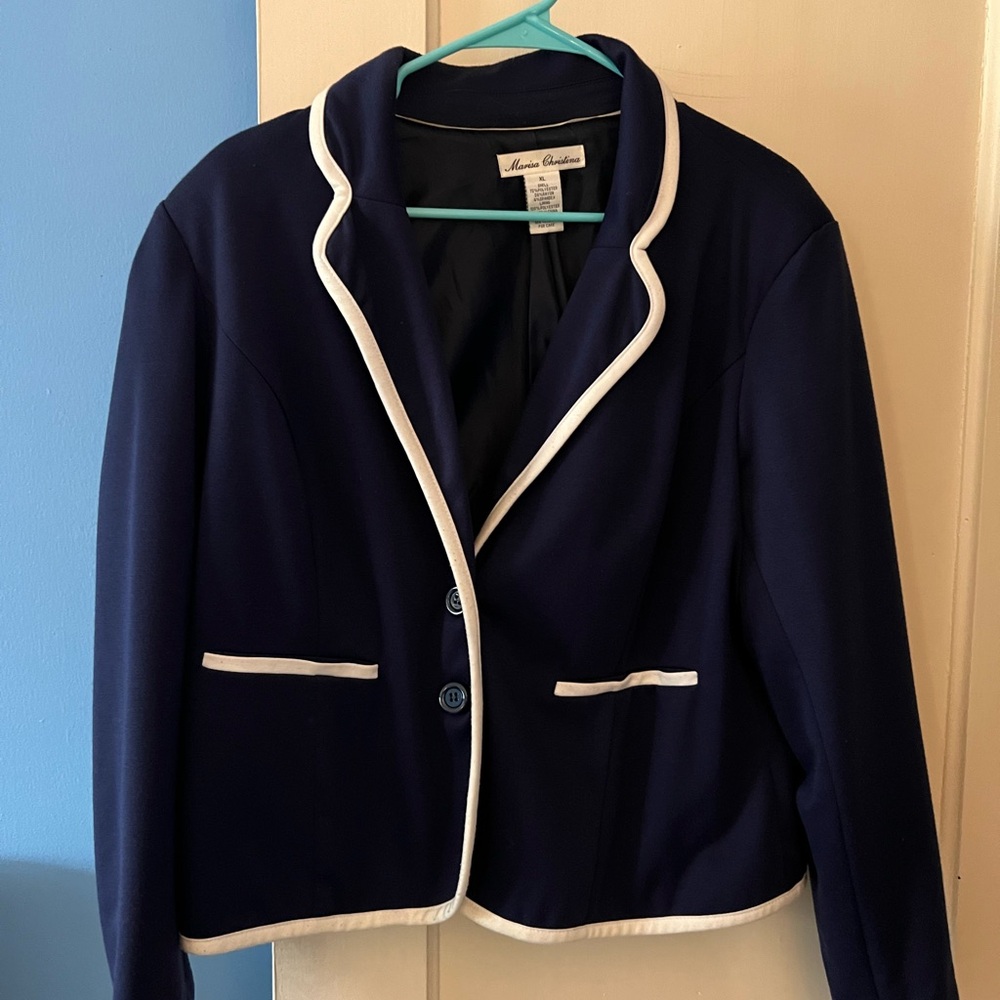 Blue knit blazer